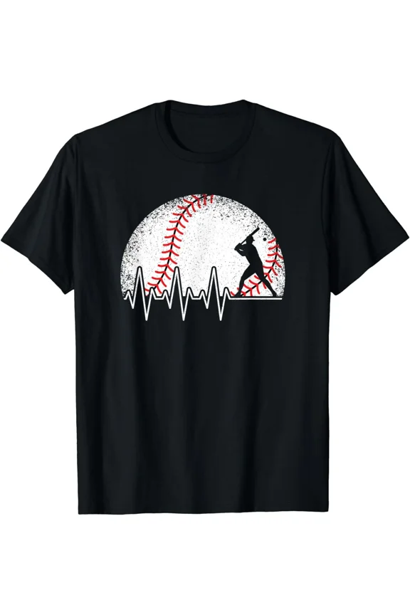 Baseball Heartbeat Funny Baseball Player Sport Fan Graphic Gift Tee Unisex T-Shirt ,up to size 5XL