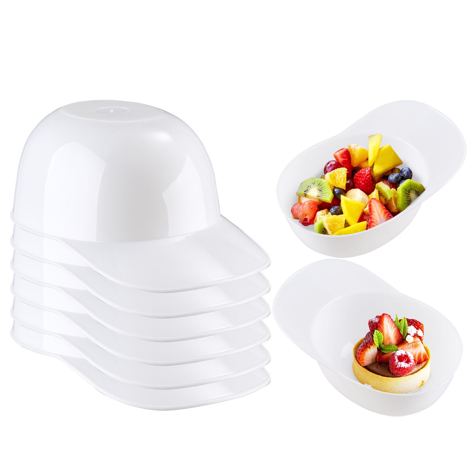 Baseball Helmet Ice Cream Snack Bowl Mini Baseball Party Dessert Ice Cream Bowl (White, 6 pcs)