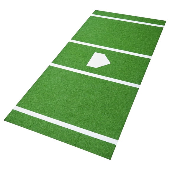 Baseball Hitting Mat, 12x6 ft Batting Cage Mat, Batters Box Turf Mats, Softball Batting Practice Equipment with Home Plate and Anti Fade Turf, Portable Training Aid for Indoor Outdoor, Green
