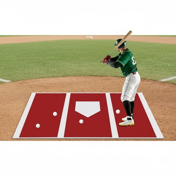 Baseball Hitting Mat with Non-Slip Rubber Backing High-Visibility Printed Stripes Cushioned Surface Durable Indoor/Outdoor Batting Mat Portable Batting Stance Practice Mat