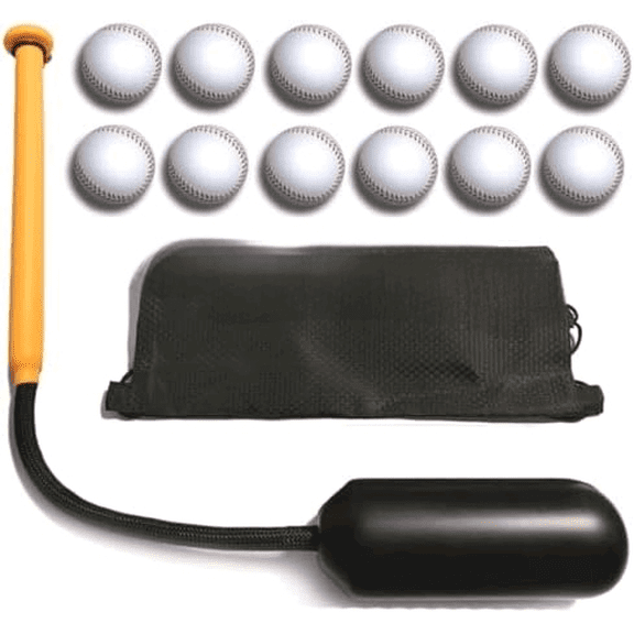 Baseball Hitting Trainer Set -Train Batting Skills with Centrifugal Force & Rope Baseball Swing Trainer bat Includes 12 White Training Softies$$Sport & Recreation Other