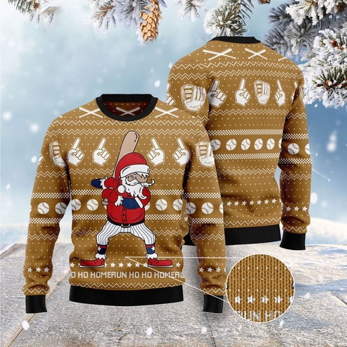 Baseball Ho Ho Homerun 3D Christmas Sweater, Funny Xmas Sweater, Sweater Xmas