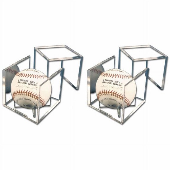 Baseball Holder Display Case with Pedestal Cube (Set of 2)