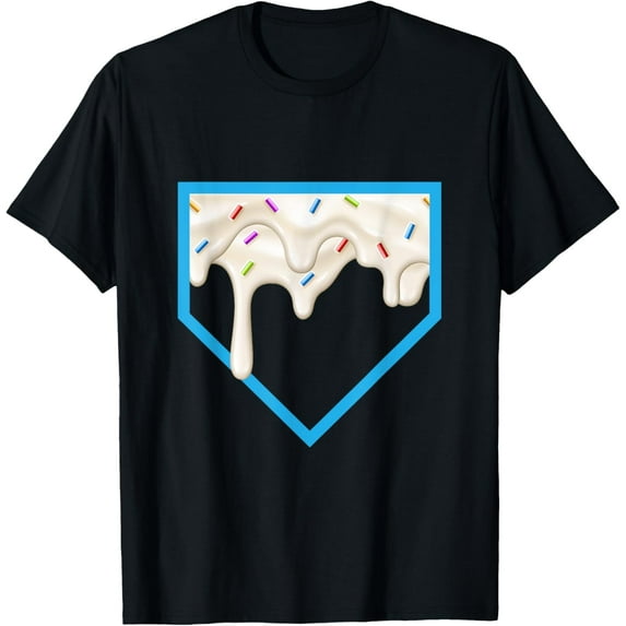 Baseball Home Home Plate Drip White Ice Cream with Sprinkle T-Shirt