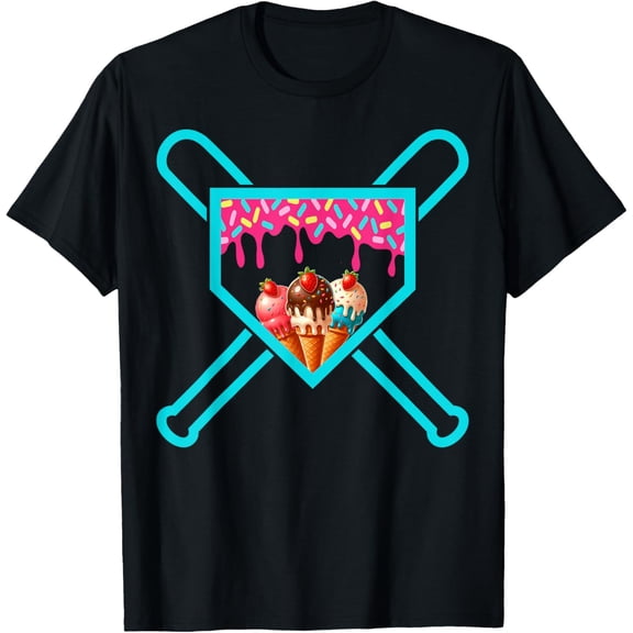 Baseball Home Plate Drip shirt Ice Cream Softball & Baseball T-Shirt