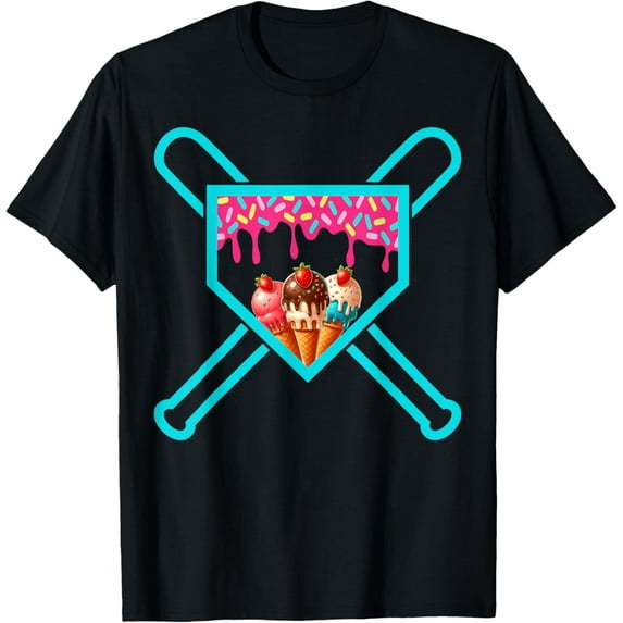 Baseball Home Plate Drip shirt Ice Cream Softball & Baseball T-Shirt