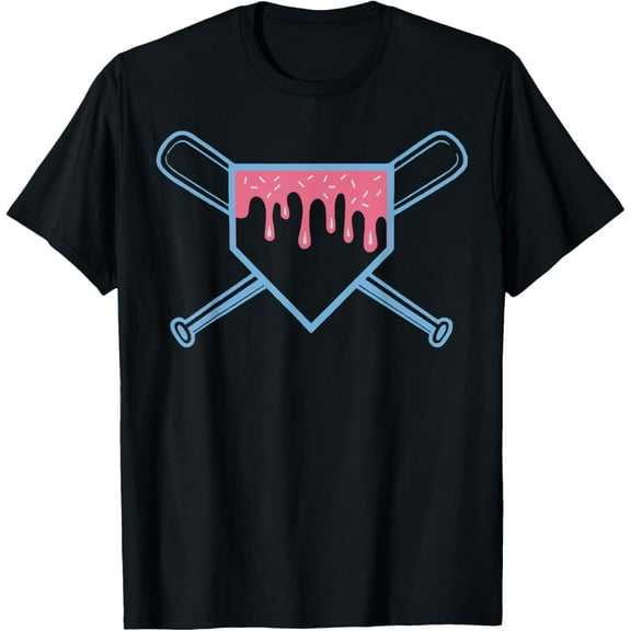 Baseball Home Plate Ice Cream Drip with Sprinkles for Boys T-Shirt