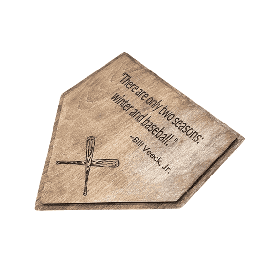 Baseball Home Plate Wall Sign with Quote, Wood Decor, 11.5 x 10.9 inches, Bill Veeck Jr. Quote