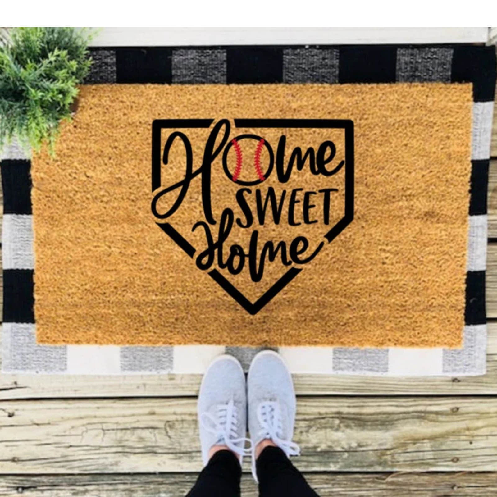 Baseball Home Sweet Home Funny Cute Doormat Door Mat Friends