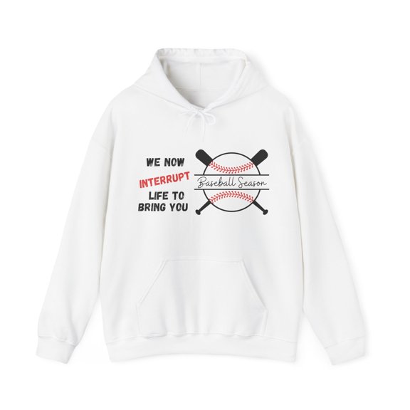 Baseball Hoodie Sweatshirt, We Interrupt Life to Bring You Baseball Season