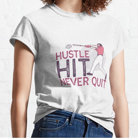 Baseball: Hustle Hit Never Quit Classic T-shirt