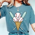 thumbnail image 1 of Baseball Ice Cream Cone T-Shirt, Baseball and Bat Design, Sublimation DIY Craft T-Shirt for Baseball Lovers, 1 of 5