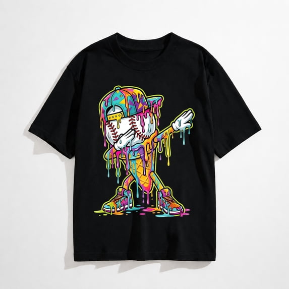 Baseball Ice Cream Dripping Dabbing Baseball Drip T-Shirt