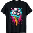 thumbnail image 1 of Baseball Ice Cream Watercolor Baseball T-Shirt Unisex S-5XL Hot Trending Shirt, Vintage Birthday Gift, 1 of 2