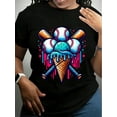 thumbnail image 1 of Baseball Ice Cream Watercolor Sports Lover Ice Cream Cone T-Shirt, 1 of 7