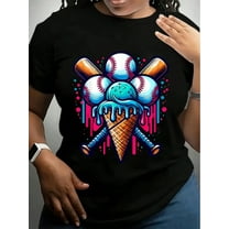 Baseball Ice Cream Watercolor Sports Lover Ice Cream Cone T-Shirt