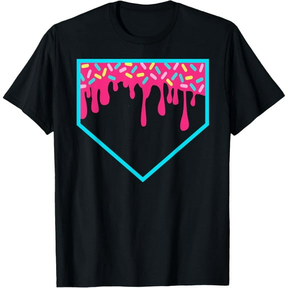 Baseball Ice Cream dripping Baseball Home Plate Drip T-Shirt