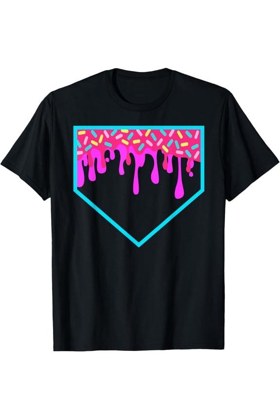 Baseball Ice Cream dripping Baseball Home Plate Drip T-Shirt