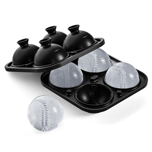 Baseball Ice Cube Molds,Novelty Baseball Gifts Ball Ice Maker Mold,2.2" Large Sphere Round Ice Cube Mold,Fun Shapes Large Whiskey Ice Cube Tray for Cocktails,Bourbon