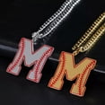 thumbnail image 1 of Baseball Initial A-Z Letter Pendant Necklace Cuban Chain Stainless Steel Jewelry, 1 of 7