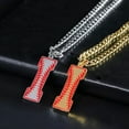 thumbnail image 1 of Baseball Initial A-Z Letter Pendant Necklace Cuban Chain Stainless Steel Jewelry, 1 of 7
