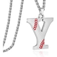 thumbnail image 1 of Apsvo Baseball Initial Necklace for Men Stainless Steel Baseball Letter Pendant Chain Personalized Baseball Gift for Men (Silver), 1 of 6