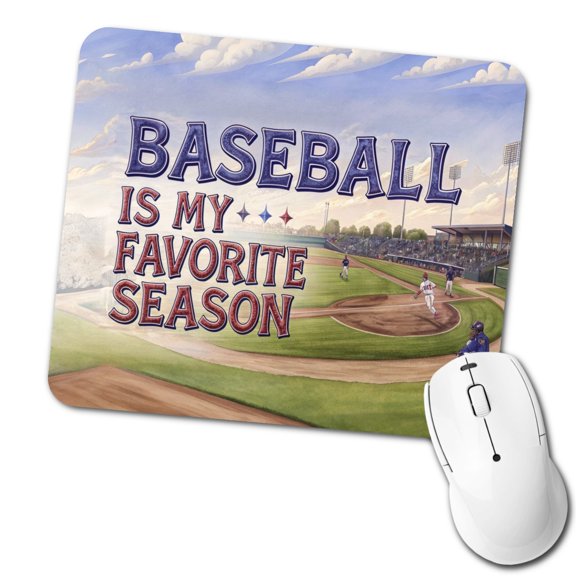 Baseball Is My Favorite Season Funny Illustration Mouse Pad Low Profile Gaming Mat