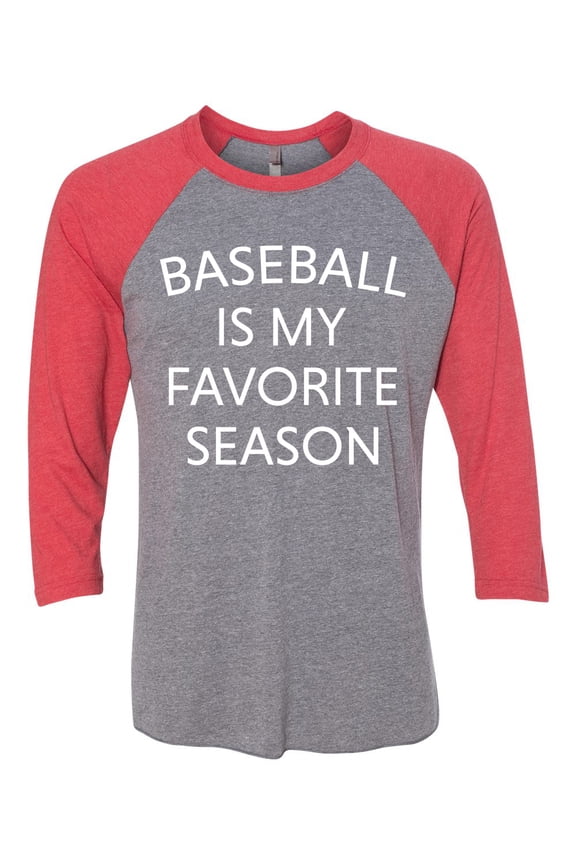 Baseball Is My Favorite Season Raglan Unisex Short Sleeve T-shirt-Vintage Red/Heather-small