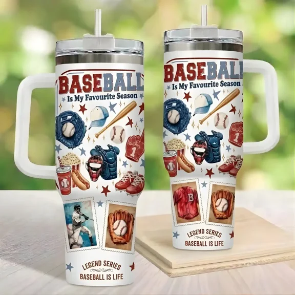 Baseball Is My Favourite Season Tumbler 40oz, Retro Baseball Fan Cup, Game Day Baseball Lover Gift, Vintage Baseball Drink Tumbler