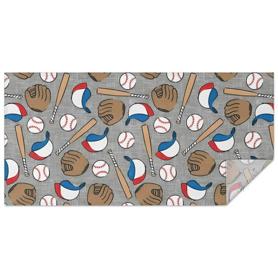 Baseball Items Pattern Rectangle Tablecloth 60"x120",Waterproof Polyester Rectangle Table Cloth, Wipeable Spillproof Polyester Tablecloth for Dining, Camping, Indoor and Outdoor