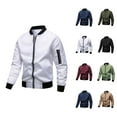 thumbnail image 1 of Baseball Jackets for Men 2025 Fall Winter Casual Plain Long Sleeve Zip Up Jacket with Pockets Outerwear Coat, 1 of 5
