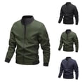 thumbnail image 1 of Baseball Jackets for Men 2025 Lightweight Casual Stand Collar Zip Up Jacket with Pockets Outerwear Coat, 1 of 7