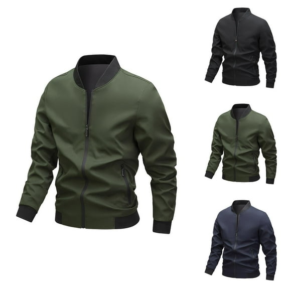 Baseball Jackets for Men 2025 Lightweight Casual Stand Collar Zip Up Jacket with Pockets Outerwear Coat