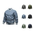 thumbnail image 1 of Baseball Jackets for Men 2025 Lightweight Long Sleeve Stand Collar Button Down Jacket with Pockets Outerwear Coat, 1 of 4