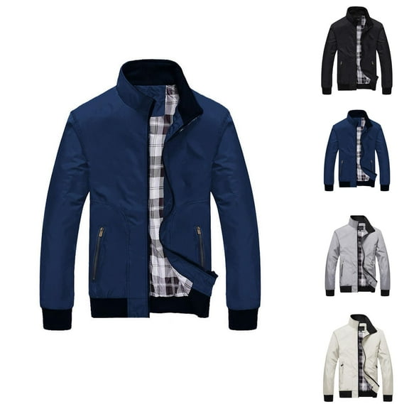 Baseball Jackets for Men 2025 Lightweight Long Sleeve Stand Collar Zip Up Jacket with Pockets Outerwear Coat