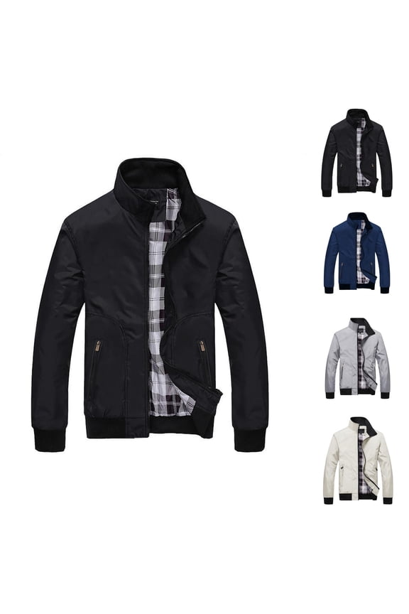 Baseball Jackets for Men 2025 Lightweight Long Sleeve Stand Collar Zip Up Jacket with Pockets Outerwear Coat