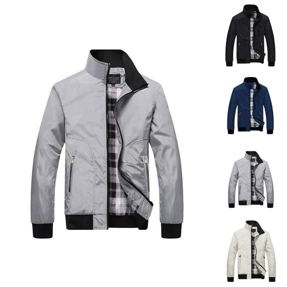 Baseball Jackets for Men 2025 Lightweight Long Sleeve Stand Collar Zip Up Jacket with Pockets Outerwear Coat