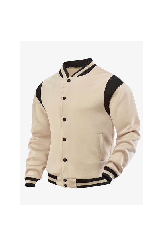 Baseball Jackets for Men with Pockets Fleece Lined Button Up Coats Mens Casual Color Block Long Sleeve Thermal Warm Athletic Workout Outerwear Jacket