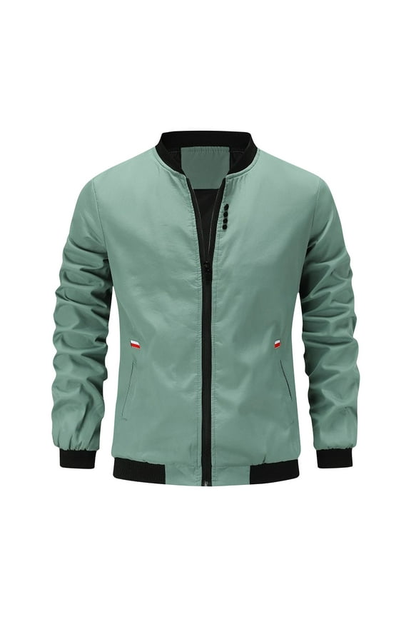 Baseball Jackets for Men with Pockets Long Sleeve Zip Up Coats Mens Casual Solid Color Slim-Fit Breathable Athletic Workout Fall Jacket