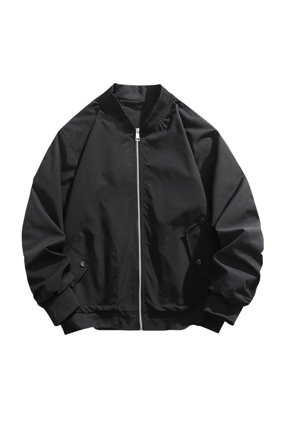 Baseball Jackets for Men with Pockets Zip Up Long Sleeve Coats Mens Casual Solid Color No Hood Mock Neck Lightweight Athletic Windbreaker Jacket