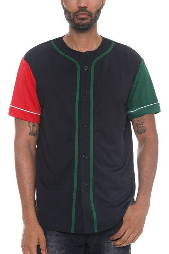 Baseball Jersey Men's Solid Color - Standard Fit Button Down Baseball Tee, Center Stripe Curved Hem, Polyester Athletic Jersey for Sports & Everyday Wear