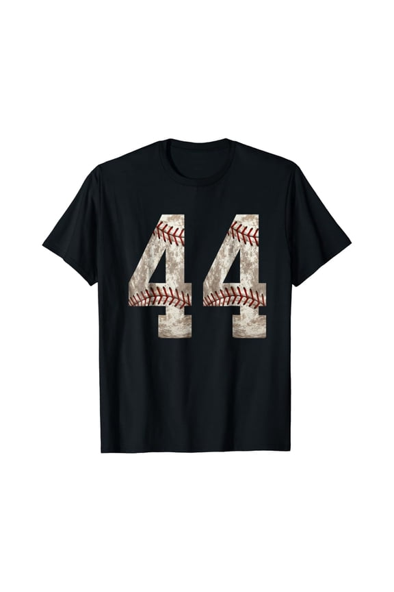 Baseball Jersey Number 44 Distressed Ball Graphic Apparel T-Shirt