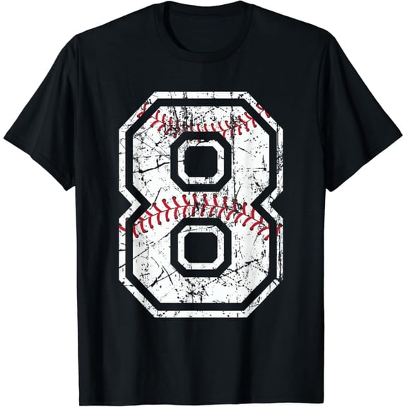 Baseball Jersey Number 8 Vintage Distressed Sport Apparel T-Shirt