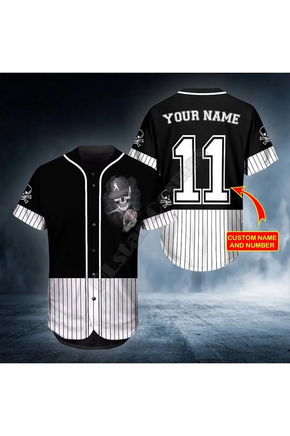 Baseball Jersey Shirt 3d Printed Ghost Hunter Baseball Hand Custom You Name Skul Baseball