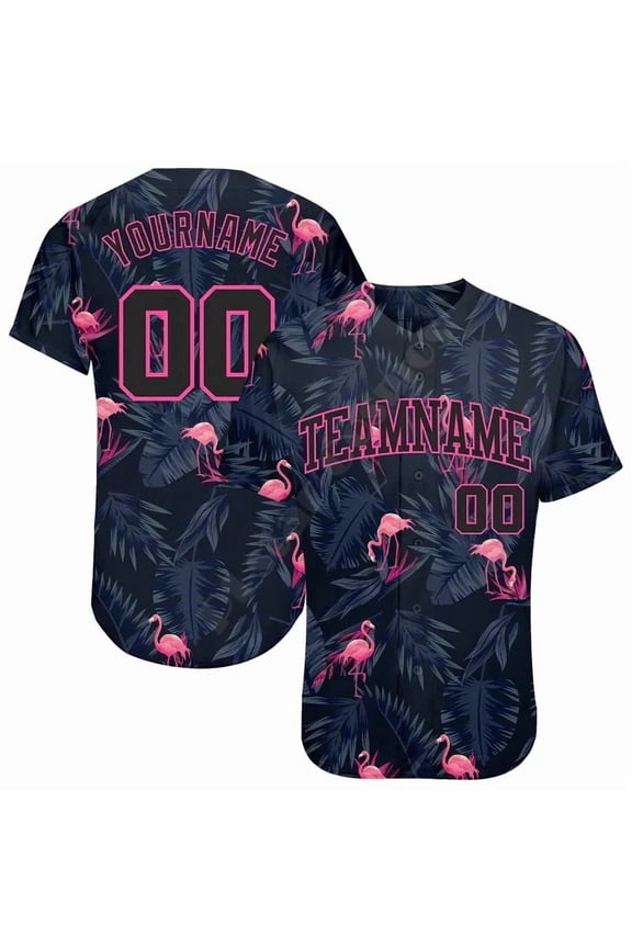 Baseball Jersey Shirt Custom Name Pattern Design Flamingo Authentic Baseball Shirt Basebal