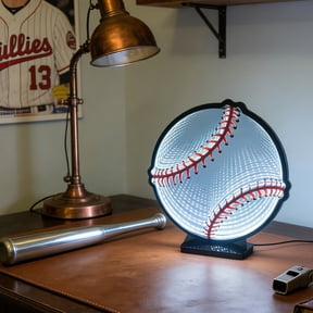 Baseball LED Light,LED Nightlight With Base And Data Cable,or Man Cave & Game Room Decor, Gift for Boys Men For Bedroom Club Hotel Restaurant