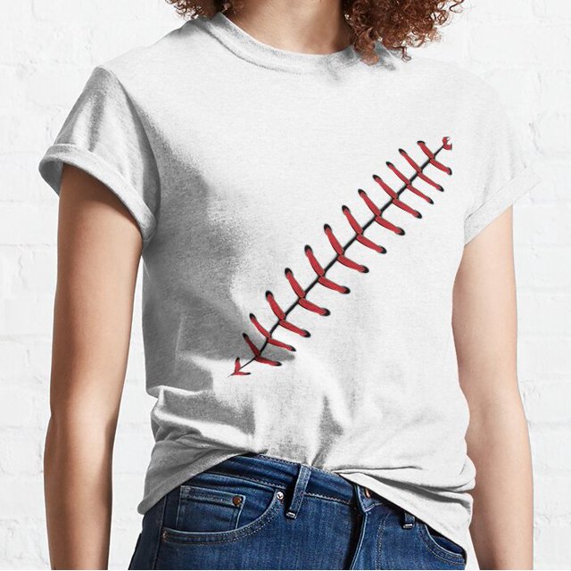 Baseball Lace Background 2 Classic TShirt, Retro Vintage Style Sport