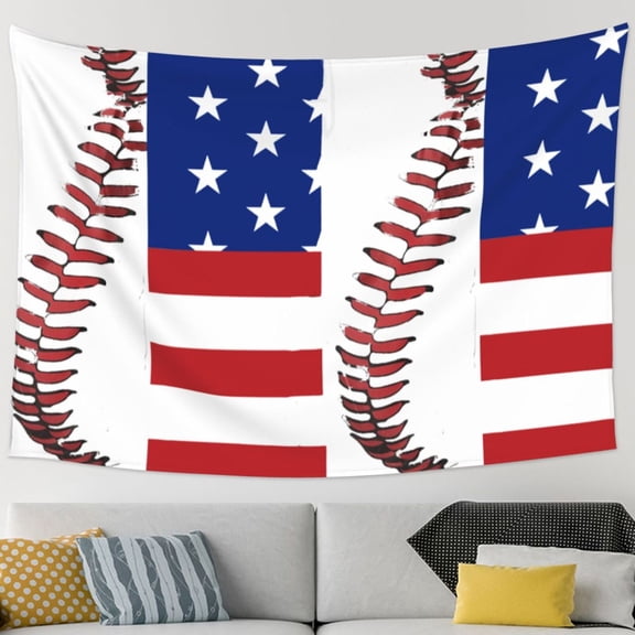Baseball Lace Flag Tapestry Wall Hanging Tapestry For Bedroom Living Room Dorm (60 * 90 Inches)