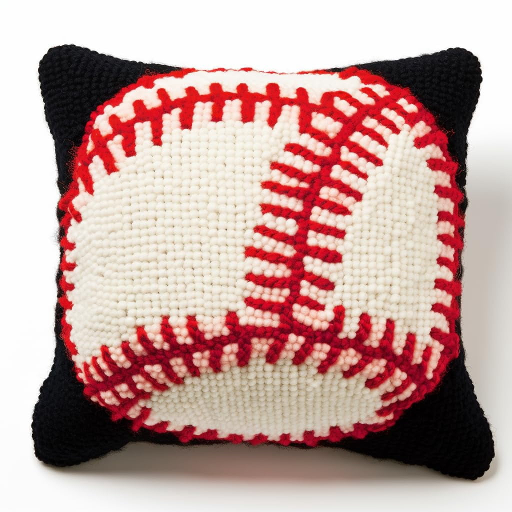 Baseball Latch Hook Kits Pillow DIY Crochet Yarn Rug Pre-Printed ...