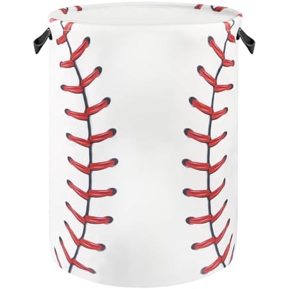 Baseball Laundry Basket for Boys Room Decor, Kids Nursery Hamper Gift for Bathroom Bedroom Sports Room Accessories, Teens Stuff Storage Bin, 17.71"x13.77"
